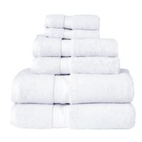 Superior 900 GSM Luxury Bathroom 6-Piece Towel Set, Made Long-Staple Combed Cotton, 2 Hotel & Spa Quality Washcloths, 2 Hand Towels, and 2 Bath Towels - White