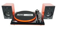 Altec Lansing ALT-900 Vinyl Record Player Turntable with Bluetooth and Dual Stereo Speakers, 2-Speed, 33 1/3 and 45 RPM, Black/Red