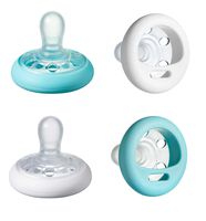 Tommee Tippee Closer To Nature Soother Day Time Pacifier - BPA-free, Breast-Like Shape - White & Aqua - 0-6 Months, 4 count