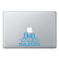 Crazy4Decals Ask ME About Real Estate Decal Vinyl Sticker for Laptop Notebook MacBook Air/Pro Dell HP Walls Windows, Computers, Water Bottles and More (Ice Blue / 6")