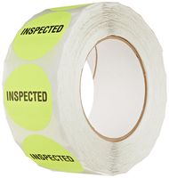 TapeCase INVLBL-026"Inspected" Inventory Control Label in Yellow [Pack of 1000] - 2 in. Circular Label for Marking, Color Coding, Notating Inventory Items