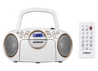 Koramzi Portable CD Boombox Full Range Stereo Sound System w/Top-Loading MP3 CD Player, Cassette Player and Recorder, AM/FM Radio, USB Input, Headphone & AUX Jack w/Remote Control- CD705CWH(White)