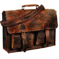 Retro Buffalo Hunter Leather Laptop Messenger Bag Office Briefcase College Bag (18")