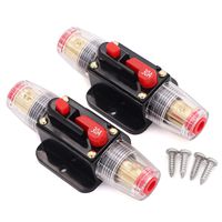 2 pcs 30A Audio Inline Circuit Breaker Reset Fuse 12V-24V DC, PowMr Reset Fuse Holder 30 amp with Manual Reset for Car Audio, Stereo Switch and Solar Inverter System