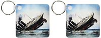 3dRose Titanic Sinking Magic Lantern Slide - Key Chains, 2.25 x 4.5 inches, set of 2 (kc_77413_1)
