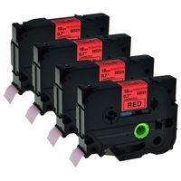 GREENCYCLE Compatible for Brother 3/4 Inch (18mm) x 8m TZ441 TZe441 TZ-441 TZe-441 Laminated Labeling Tape for P Touch Cube PT-D400 PT-D600 PT-D400AD PT2730VP Label Maker (Black on Red, 4 Pack)