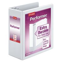 Cardinal Performer 3-Ring Binder, 4", Non-Locking Slant-D Rings, 835-Sheet Capacity, ClearVue Presentation Binder, Nonstick, PVC-Free, White (17810)