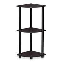 Furinno Turn-N-Tube 3-Tier Corner Display Rack Multipurpose Shelving Unit, Dark Walnut