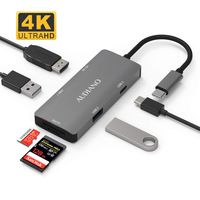 USB C Hub with Type C, AUDIANO 6-in-1 USB C Adapter with 4K HDMI, Power Delivery PD Charging Port, SD/TF Card Reader,2 USB 3.0 Ports Compatible with MacBook Pro 2018/2017, Google Chromebook Pixel