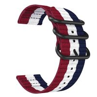 Emibele 20mm Universal Watch Band, Fine Woven Nylon with Stainless Steel Buckle Adjustable Replacement Band for 20mm Sport Strap, Blue & White & Red