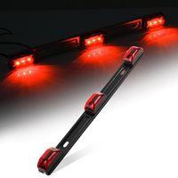 Partsam Red Clearance ID BAR Marker Light 3 Light 9 LED Trailer Sealed Stainless Steel, Sealed 3-Light Truck and Trailer Identification LED Light Bar Red Led Strip w/Black Base