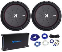 (2) Kicker 43CWR152 COMPR15 3200 Watt 15" Car Subwoofers+Mono Amplifier+Amp Kit