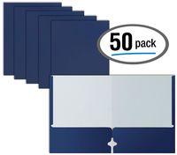 Two Pocket Portfolio Folders, 50-Pack, Blue, Letter Size Paper Folders, by Better Office Products, 50 Pieces, Blue