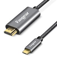 Fasgear HDMI to USB C Cable (4K@60Hz) [1 Pack, 6ft/1.8m] USB-C to HDMI Cable Thunderbolt to HDMI Cable for MacBook Pro 2018 Pro 2017 Air 2018, iPad Pro 2018, Galaxy Note 10 S10+ S9, Surface Book 2 etc