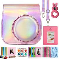 CAIUL Compatible Mini 9 Camera Case Bundle with Album, Filters Other Accessories for Fujifilm Instax Mini 9 8 8+(Magic Pink, 7 Items)