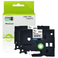 NineLeaf 2 Pack TZe TZ 241 Cassettes TZe241 TZ241 Standard Laminated Self-Adhesive Label Tape Compatible for Brother P-Touch PT-9800 PT-9600 PT-7600 PT-2730 PT-2700 18mm x 8m Black on White