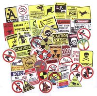 Warning Stickers for Laptops, 52 Pcs Waterproof No-Duplicate Vinyl Funny Decals for MacBook Guitar Computer Refrigerator Bike Motorcycle, Gift Choice for Kids Teens Friends, Trendy Aesthetic Stickers