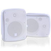Pyle Bluetooth Dual 5.25'' Wall-Mount Marine Speakers Active Powered System Indoor/Outdoor Water & Weather Resistant 2-Way Full Range Stereo Sound Gold Plated Post 800 Watt White (PDWR55BTRFW)