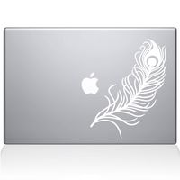 The Decal Guru Peacock Feather MacBook Decal Vinyl Sticker - 13" MacBook Air - White (1148-MAC-13A-W)