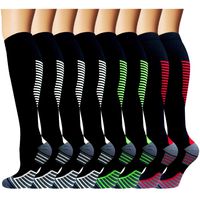 8 Pack Knee High Compression Socks For Men & Women-Best For Running,Athletic,Medical,Pregnancy and Travel -15-20mmHg (S/M, 8 Pairs Multicoloured)