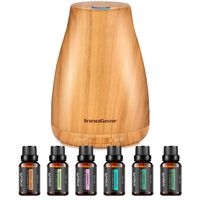 InnoGear Upgraded 150ml Aromatherapy Diffuser with 6 Bottles 100% Pure Essential Oils, Gift Set Aroma Cool Mist Humidifier with 7 Color LED Lights Changing for Home Office Bedroom Room