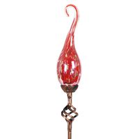Exhart Solar Garden Stake Lights - Solar Glass Red Flame Garden Stakes in a Variety of Colors - Handblown Glass Finial Lights, LED Accent Lights That Transform a Garden Driveway or Event (9in)
