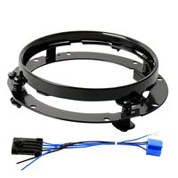 7inch Round Headlight Ring Mounting Bracket and 7 inch LED Headlight Wire Harness Adapter for Street Glide Road King Electra Glide Headlight Mount(Black)