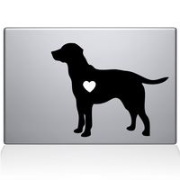 The Decal Guru Labrador Retriever Love Silhouette Decal Vinyl Sticker, 13" MacBook Air, Black (2337-MAC-13A-BLA)