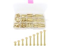 LBY 220pcs Phillips Chicago Screws Binding Screw Posts,M5 x 6/10/15/20/25/30/35/40/45mm Book Screws,Binding Barrels and Screws Assortment Kit, for Leather Saddles Purses Belt Repair,Copper-Plated