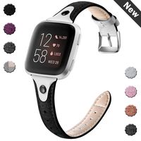 GEAK Slim Woven Bands Compatible with Fitbit Versa/Versa 2 Bands for Women Men,Durable Canvas Fabric & Soft Genuine Leather Lining Bands for Fitbit Versa 2 Smartwatch,Large Black