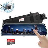 10 Inch Touch Screen Car Camera 10" Rearview Mirror FHD 1080P Dash DVR Cam Backup Camera Night Vision Front and Rear Dual Lens Video Recorder Reversing