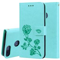 Stysen Wallet Case for Huawei Honor 9 Lite,PU Leather Stand Function Strap Retro Elegant Embossed Rose Flower Protection Case Cover for Huawei Honor 9 Lite-Green