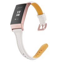 Wearlizer Compatible with Fitbit Charge 3 Bands for Women Slim Leather Replacement Fit Charge hr 3 Special Edition Rose Gold Band Accessories Strap