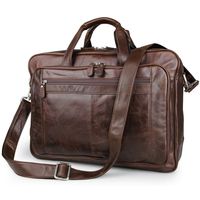 BAIGIO Men's Leather 17" Laptop Business Briefcase Shoulder Tote Bag Portfolio Satchel Lawyers Briefcases for Men (Brown)
