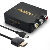 HDMI to RCA,Musou 1080P HDMI to 3RCA CVBS AV Composite Video Audio Converter Adapter Supports PAL/NTSC with USB Charge Cable and HDMI Cable for PC Laptop HDTV DVD-Black