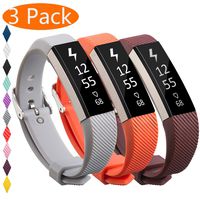 KingAcc Compatible Replacement Bands for Fitbit Alta HR, Fitbit Alta, Silicone Fitbit Alta HR Band Alta Band, Buckle Wristband Strap Women Men (3-Pack, Brown&Orange&Gray, Large)