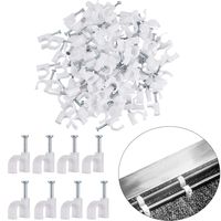 White Cable Clips Nails, Wire Nail Clamps Cable Staples for Ethernet Cable RG6 RG59 CAT5 CAT6 RJ45 TV (300 Pieces, 7 mm)