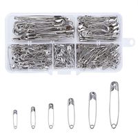 Kissitty 1 Box 6-Size 22mm 28mm 32mm 38mm 45mm 55mm Safety Pins Sets Pack of 220-Count for Home Office Use Art Craft Sewing Jewelry Making