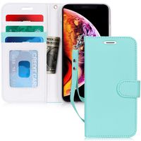 FYY Case for iPhone Xs Max (6.5") 2018, [Kickstand Feature] Luxury PU Leather Wallet Case Flip Folio Cover with [Card Slots] [Wrist Strap] for Apple iPhone Xs Max (6.5") 2018 MintGreen