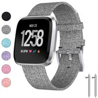 GVFM Bands Compatible with Fitbit Versa 2/Versa/Versa Lite/Versa SE for Women Men, Breathable Woven Fabric Strap, Quick Release, Adjustable Replacement Wristband for Fitbit Versa Smart Watch