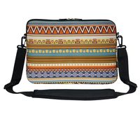 Meffort Inc 11 11.6 Inch Neoprene Matching Pattern Laptop Carrying Sleeve Bag with Hidden Handle and Shoulder Strap - Brown Pattern 1