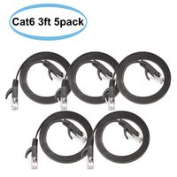 SHARPALIN 5 Pack High Speed Cat6 Ethernet Cable 3ft Black - Flat Internet Patch Cable - Cat 6 Cable, 250 MHz UTP 32AWG (5pack 3ft Black)