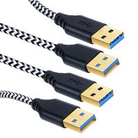 OKRAY 2 Pack USB 3.0 Male to Male Cable USB to USB Cord with Gold- Plated Connector for Hard Disk Drive Box, DVD Player, Laptop Cooler and More - 3 Feet (White)