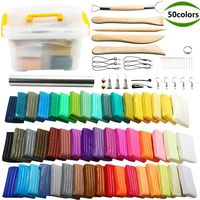 Polymer Clay, POZEAN Modeling Clay Kit 50 Colors DIY Oven Bake Clay with Sculpting Tools, Accessories and Portable Storage Box, Perfect Gift for Kids/Adults/Beginners