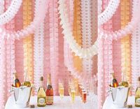 Life Glow Hanging Garland Four-Leaf Tissue Paper Flower Garland Reusable Party Streamers for Party Wedding Decorations, 11.81 Feet/3.6M Each, Pack of 6-Pink