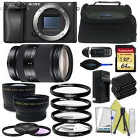 Sony Alpha a6300 Mirrorless Digital Camera with 18-200mm F3.5-6.3 E-Mount Lens + Pixi-Advanced Accessory Bundle - International Version