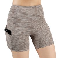 ODODOS High Waist Out Pocket Yoga Short Tummy Control Workout Running Athletic Non See-Through Yoga Shorts,SpaceDyeBrown,X-Small
