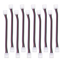 JACKYLED RGB 5050 3528 LED Light Strip Connector 4 Pins 10 mm Wide Strip to Strip Jumper 10-Pack Wire Solderless