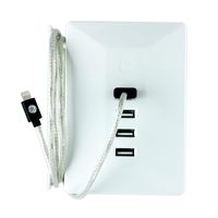 GE Ultra Pro USB Charging Station Surge Protector, 4 USB Ports, 4.8A USB, Built-In Cable Management, Ul Listed, White, 31712