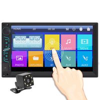 7 Inch Universal Double Din in Dash Stereo Car Receiver Audio Video Car MP5 Player Bluetooth FM Radio Mp3 AUX-in TF Card USB Steering Mirror Link Wheel Controls Remote Control with Rear View Camera
